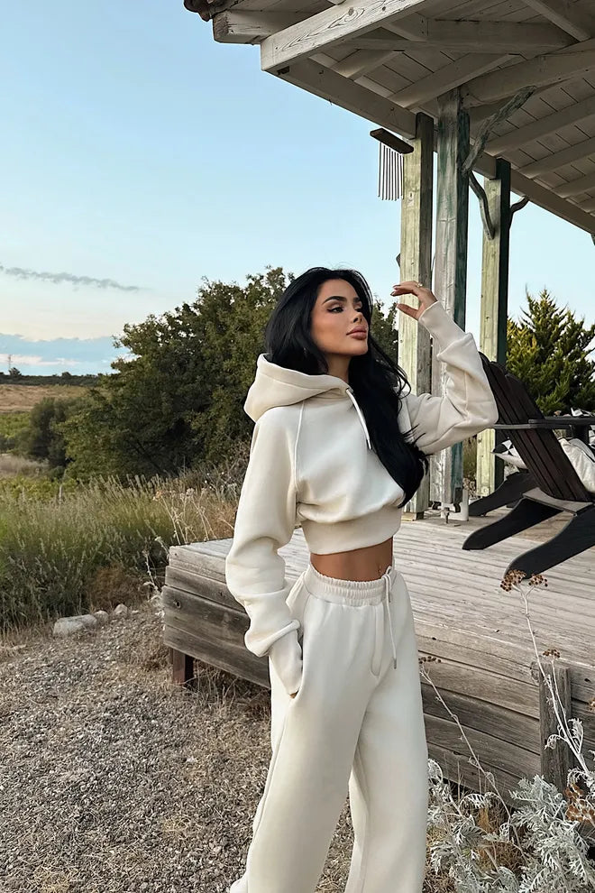 Beige Trainingspak - Sportieve Oversized Hoodie Met Jogger